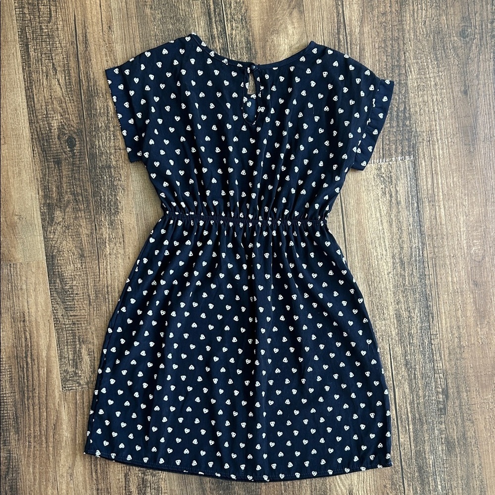 Soprano Navy Heart Pattern Kids Dress - Picture 5 of 5
